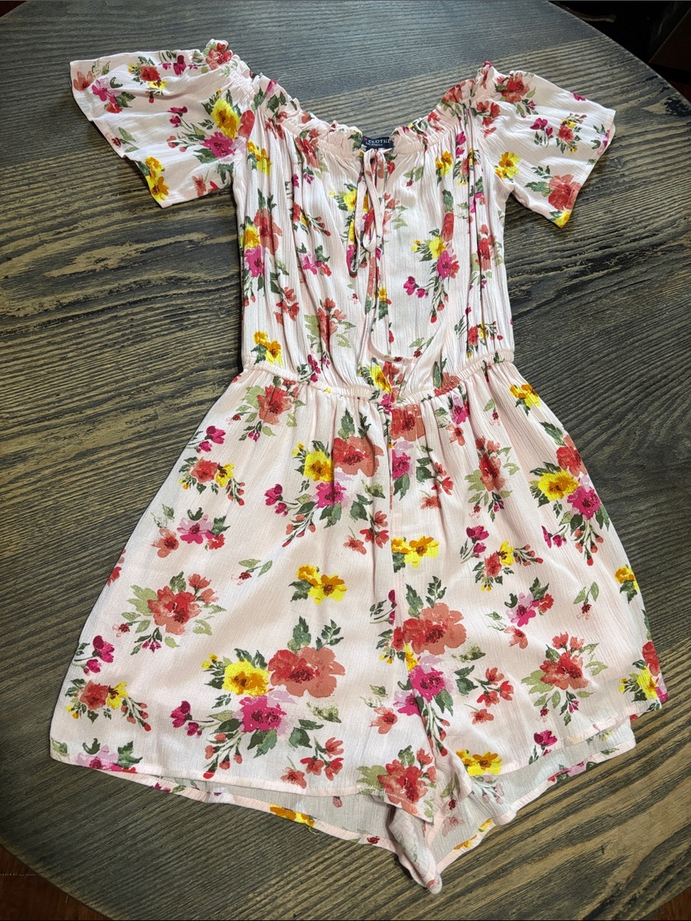 Floral Pink Off-Shoulder Romper Dress